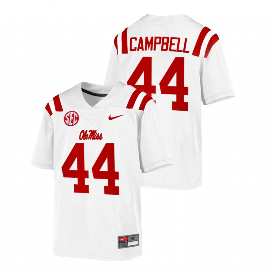 Ole Miss Rebels Men's NCAA Chance Campbell #44 White 2021-22 Game College Football Jersey ZDR6449YO